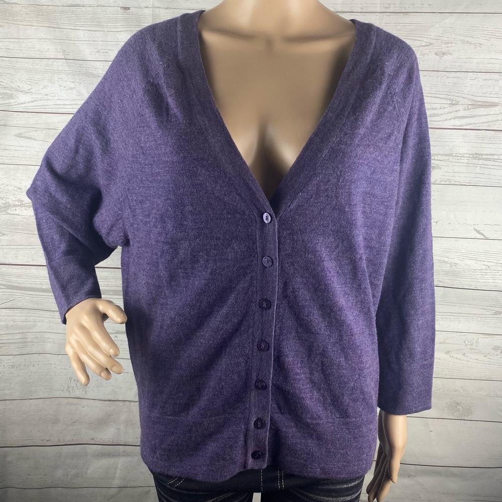 Cynthia Rowley Cardigan Sweater 💜 100% Merino Wool